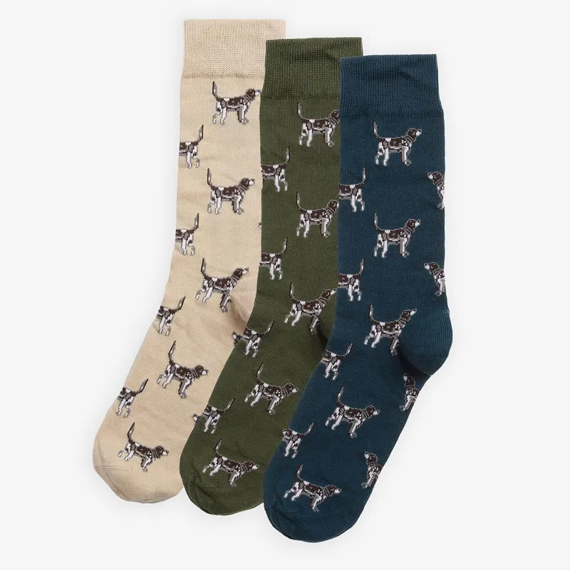 Barbour Pointer Dog Socks Gift Box Forest Mist